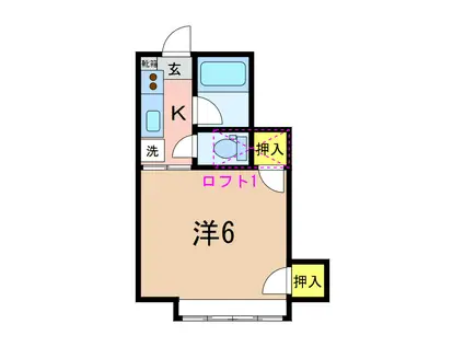 ホッピングハウス(1K/2階)の間取り写真