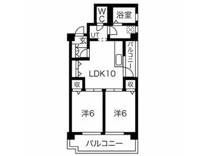 金城ビル(2LDK/3階)の間取り写真
