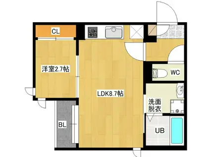 G-SMART和白(1LDK/2階)の間取り写真