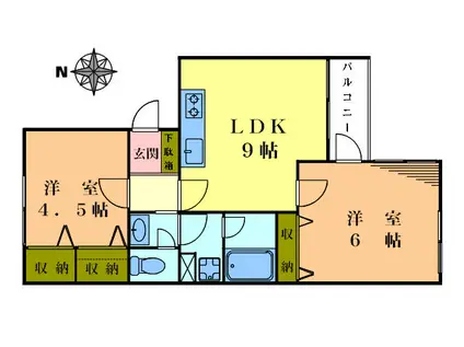 ノアズ・フラット(2LDK/2階)の間取り写真