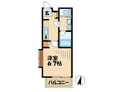 リライア烏山(1K/2階)の間取り写真