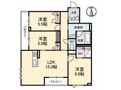 シャイン(3LDK/3階)の間取り写真
