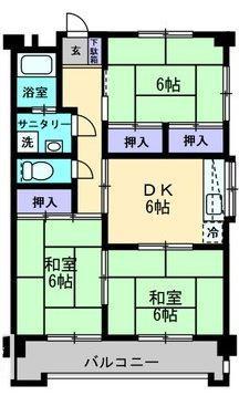 コーポニューデリ(3DK/3階)の間取り写真