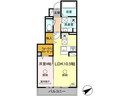 ソロモン泗水(1LDK/1階)の間取り写真