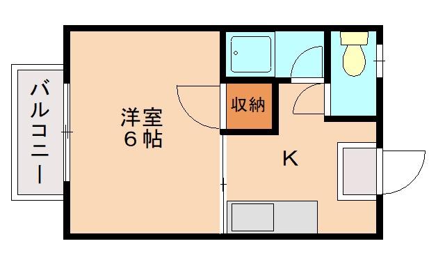 若杉荘(1K/2階)の間取り写真