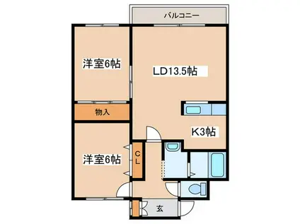 さくらハイツ(2LDK/2階)の間取り写真