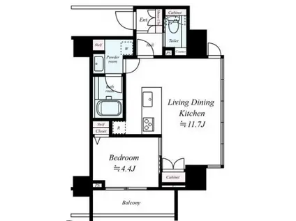 フュージョナル秋葉原(1LDK/9階)の間取り写真