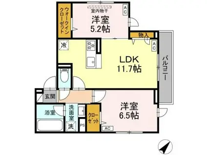SKD一之江(2LDK/3階)の間取り写真
