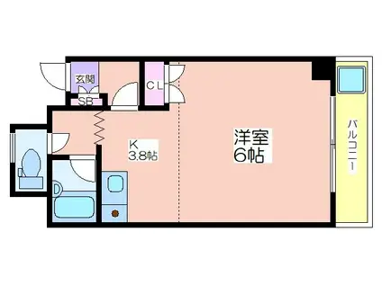 スペースウイング(1K/3階)の間取り写真