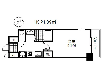 エステムコート神戸元町2ブリーズ(1K/8階)の間取り写真