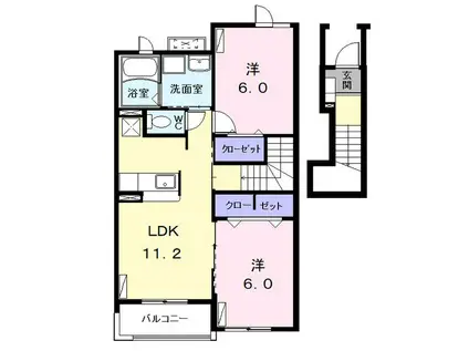 コンフォート江松II(2LDK/2階)の間取り写真