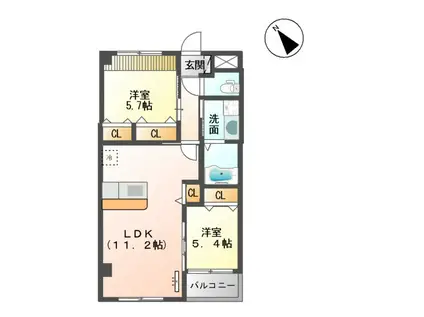 セントレーナ吉野(2LDK/1階)の間取り写真