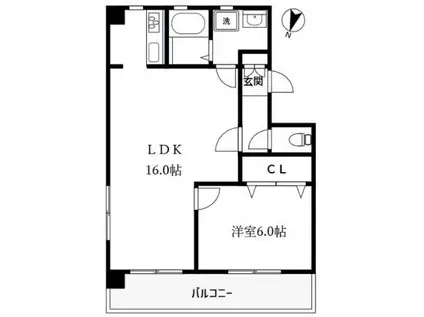 プライムKイースト(1LDK/4階)の間取り写真