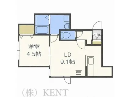 サクシード八軒西I(1LDK/2階)の間取り写真