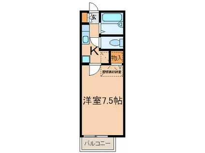 バスケットハウス(1K/2階)の間取り写真