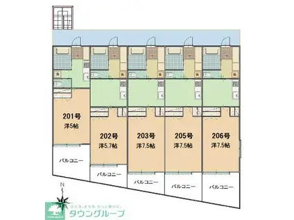 サニーコートヤサカ(1DK/2階)の間取り写真