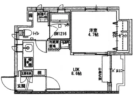 TEIDA(1LDK/4階)の間取り写真