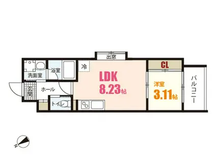 YELLSTAGE長束イースト(1LDK/3階)の間取り写真