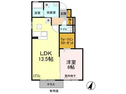 プランドールA(1LDK/1階)の間取り写真