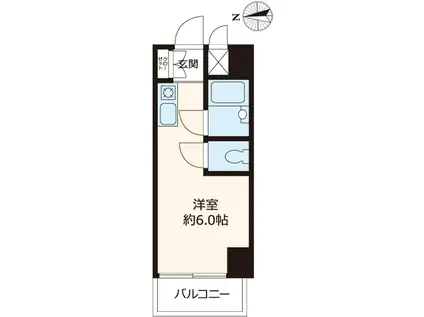 セントヒルズ白山(ワンルーム/6階)の間取り写真
