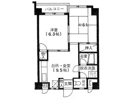 ドエル仙川(2DK/3階)の間取り写真