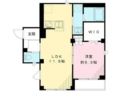 オークス(1LDK/1階)の間取り写真