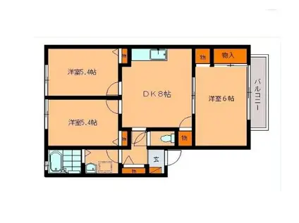 ピアフレグランスA(3DK/2階)の間取り写真