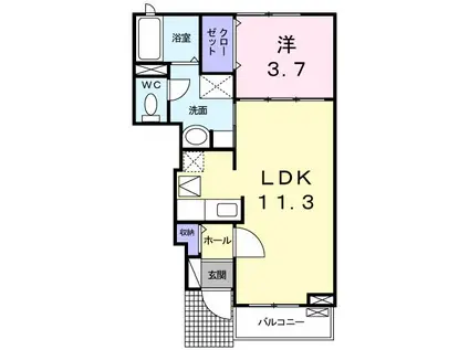 ラ・ミアカーサB(1LDK/1階)の間取り写真