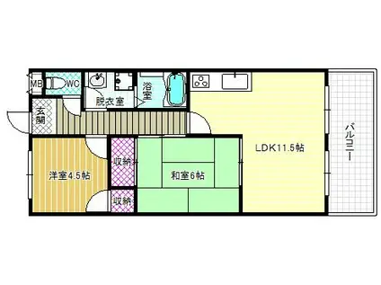 ドリーム松村弐番館(2LDK/2階)の間取り写真