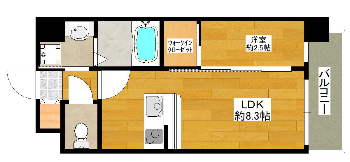 セレニテ江坂エクラ(1LDK/3階)の間取り写真