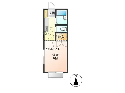 リベルティ2(1K/2階)の間取り写真