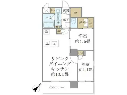 ステラコート川崎(2LDK/9階)の間取り写真