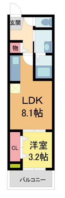 ココングランジュール西宮室川町(1LDK/3階)の間取り写真