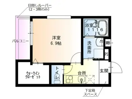 フジパレス鳳駅西6番館(1K/1階)の間取り写真