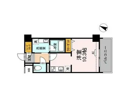 黄金森ガーデンII(1K/4階)の間取り写真