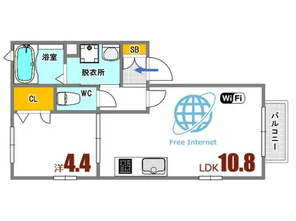 メルメゾン(1LDK/2階)の間取り写真
