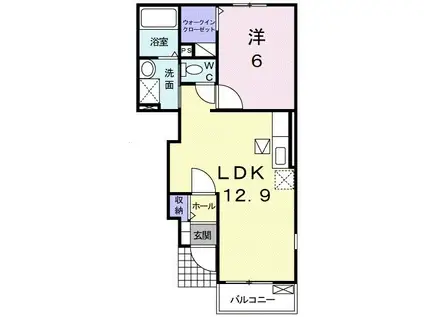 レバータII B(1LDK/1階)の間取り写真
