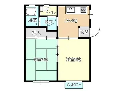 ビ・フローラ(2DK/1階)の間取り写真