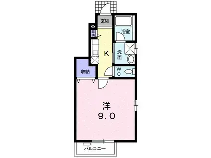 エスポワール(1K/1階)の間取り写真