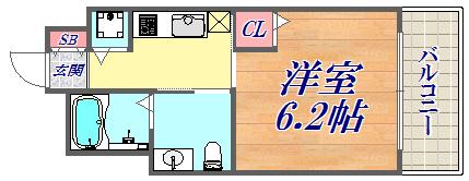ファーストフィオーレ神戸元町(1K/2階)の間取り写真