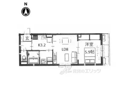 LATORRANCE2(1LDK/2階)の間取り写真