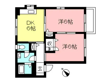 KSスクエア(2DK/2階)の間取り写真