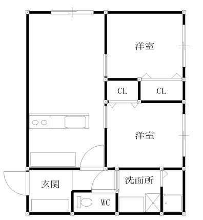 組坂ビル8(2LDK/6階)の間取り写真
