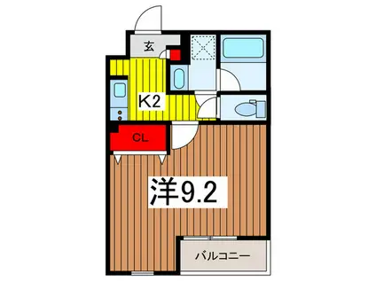 プランドール浦和仲町(1K/1階)の間取り写真
