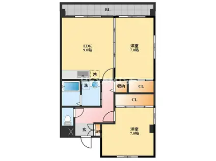 ニューリーブマンション(2LDK/5階)の間取り写真