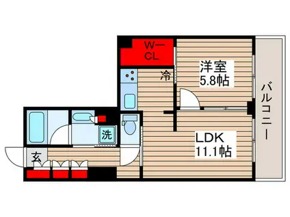 豊洲シエルタワー(1LDK/15階)の間取り写真
