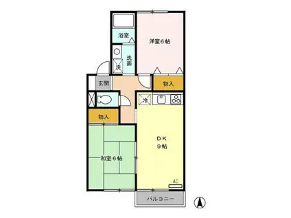 セジュール彩弐番館(2DK/2階)の間取り写真