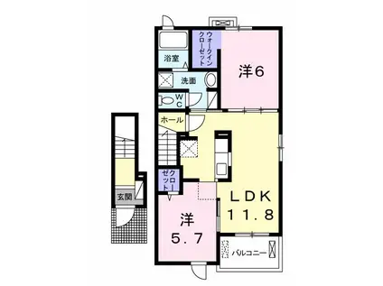 S&AスクエアVII(2LDK/2階)の間取り写真