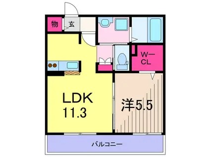 MONTREUX(1LDK/2階)の間取り写真
