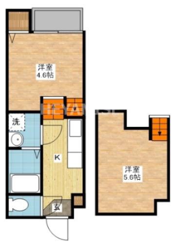ヴィオラ扇町ウエスト(1SK/2階)の間取り写真